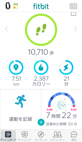 Fitbitメイン画面